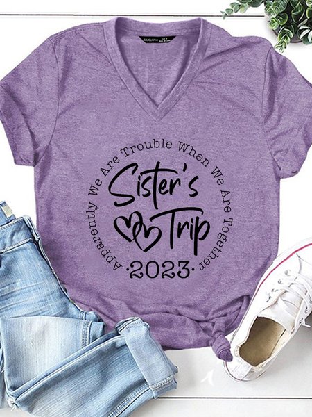 

Women's girls trip 2023 Crew Neck Casual T-Shirt, Purple, T-shirts