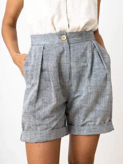 

Breathable Plain Loose Cotton And Linen Linen Shorts, Gray, Shorts