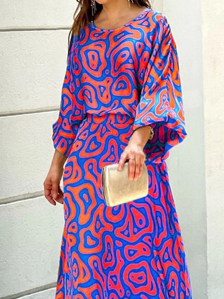 

Crew Neck Loose Casual Random Print Shirt, Purple, Blouses and Shirts