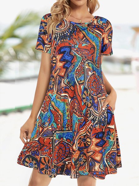 

Loose Painting Vacation Dress, Red, Dresses