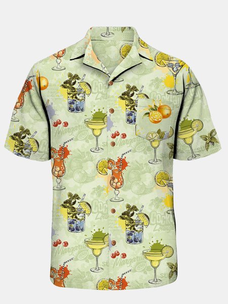 

Hardaddy® Cotton Cocktail Fruit Aloha Shirt, Green, Men Shirts