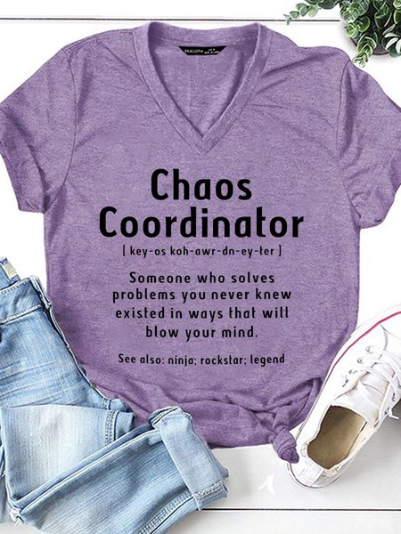 

Women's Funny Chaos Coordinator Casual T-Shirt, Purple, T-shirts