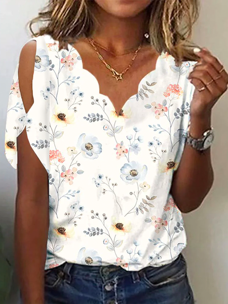Floral Casual Cut outs Shirt