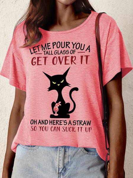 

Women's Let Me Pour You A Tall Glass Of Get Over It Oh And Here’S A Straw So You Can Suck It Up Funny Graphic Printing Cotton-Blend Text Letters Casual T-Shirt, Red, T-shirts