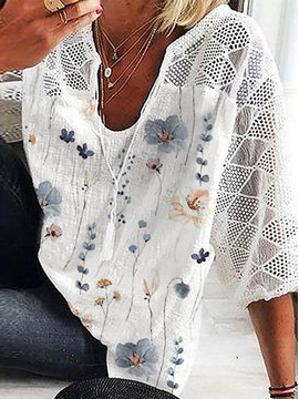 

Floral Linen Linen Loose Shirt, White, Blouses & Shirts