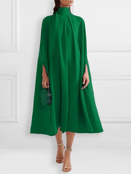 

Elegant Plain Loose Midi Dress, Green, Midi Dresses