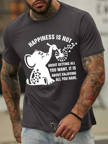 

Lilicloth X Y Happiness Is Not About Getting All You Want It Is About Enjoying All You Have Men's T-Shirt, Deep gray, T-shirts