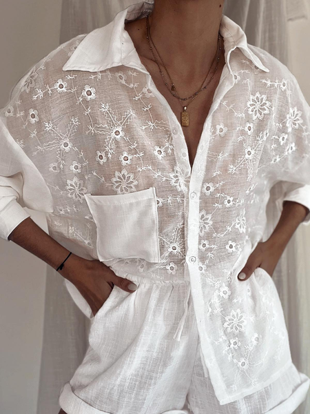 

Linen Cotton And Linen Zipper Loose Blouse, White, Shirts & Blouses
