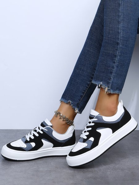 

Black And White Color Contrast Casual Sneakers, Black-white, Sneakers