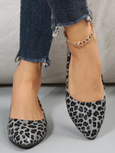 

Dark Gray Leopard Flats, Flats