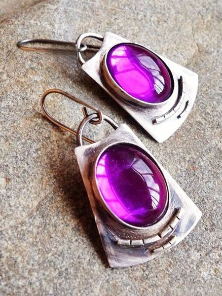 

Casual Purple Crystal Simple Earrings Retro Women Jewelry, Earrings