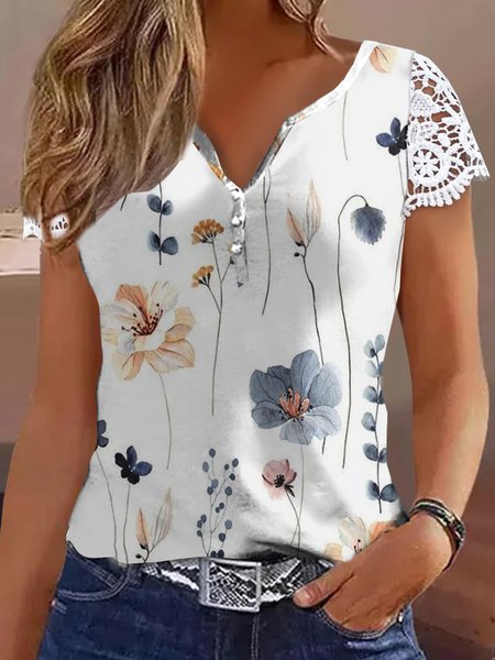 

Jersey Floral Loose Casual Shirt, Multicolor, Shirts & Blouses