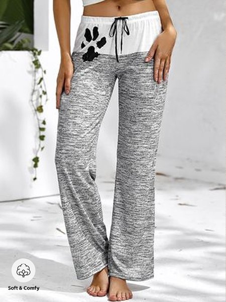 

Loose Casual Color Block Pants, Gray, Pants