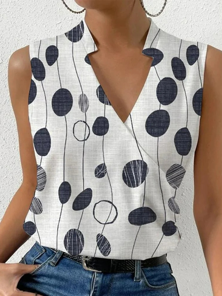 

Linen V Neck Loose Linen Tank Top, White, Tanks & Camis