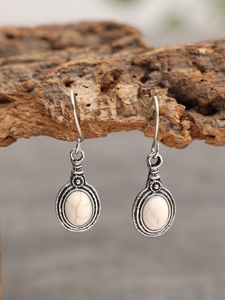 

Ethnic Turquoise Drop Earrings Vintage Women Jewelry, White, Earrings