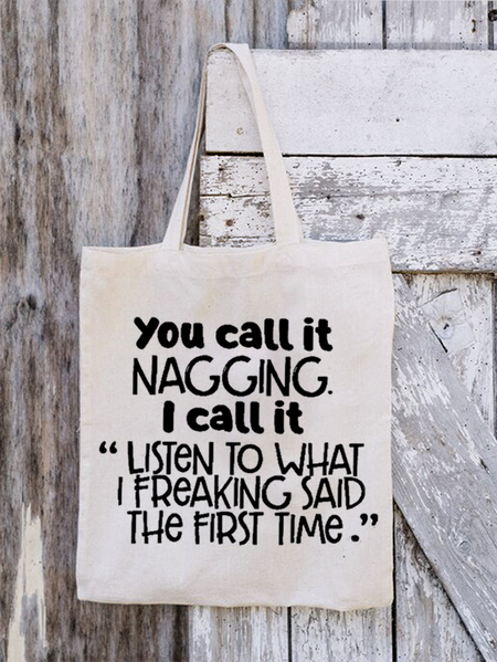 

Women's Funny You Call It You Nail It Shopping Tote, White, Bags