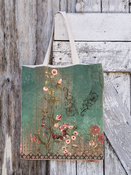 Women's Floral Shopping Tote, As picture, Bags