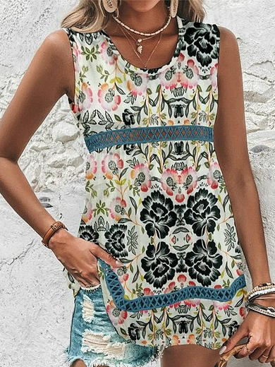 

Loose Lace Edge Casual Shirt, Black, Tanks & Camis