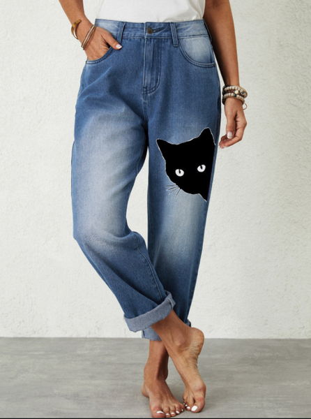 

Women's Casual Cat Regular Fit Jeans, Blue, Jeans
