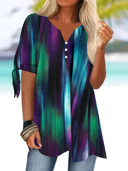 

Ombre Casual Notched Shirt, Green, Shirts & Blouses