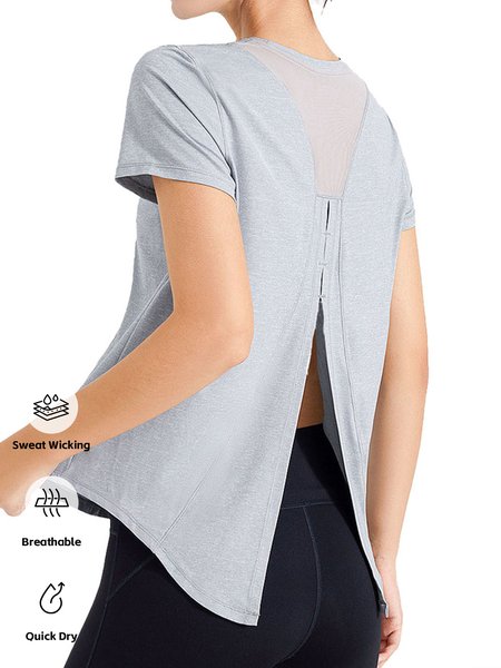 

Crew Neck Plain Casual T-Shirt, Blue, T-Shirts