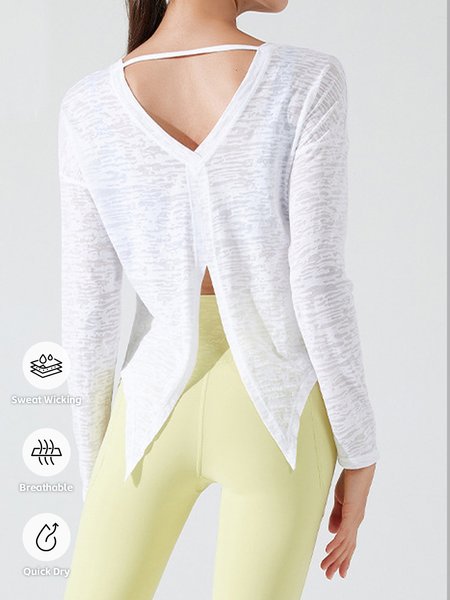

Plain Crew Neck Loose Sports T-Shirt, White, Shirts & Blouses