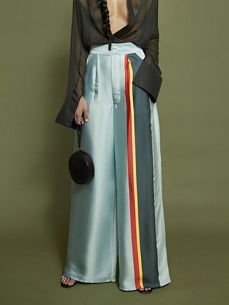 

Color Block Regular Fit Urban Fashion Pants, As picture, Pants