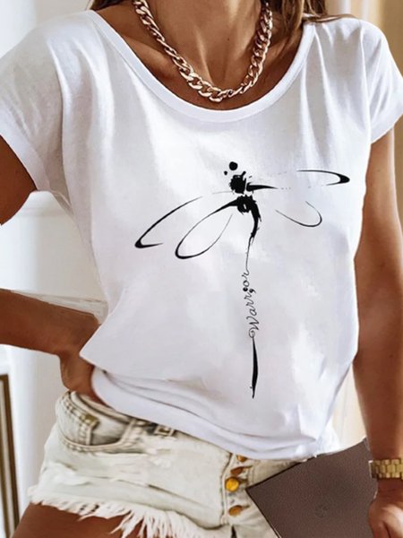 

Plus Size Casual Crew Neck Loose T-Shirt, White, Tees & T-shirts