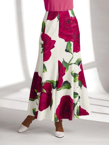 

Floral Casual Loose Skirt, As picture, Skirts