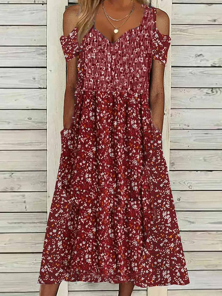 

Loose Ditsy Floral Casual Dress, Red, Dresses