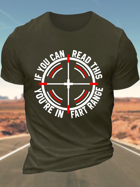 

Men’s If You Can Read This You're In Fart Range Casual Text Letters T-Shirt, Army green, T-shirts
