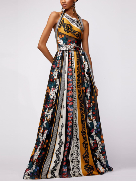 

Party Fit Elegant Floral Dress, As picture, Maxi Dresses