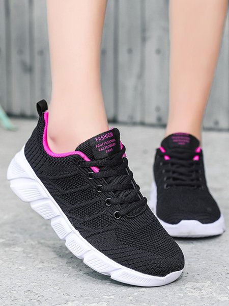 

Breathable Flyknit Casual Running Shoes, Deep pink, Sneakers