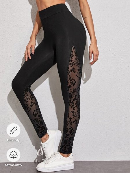

Regular Fit Plain Casual Leggings, Black, Leggings