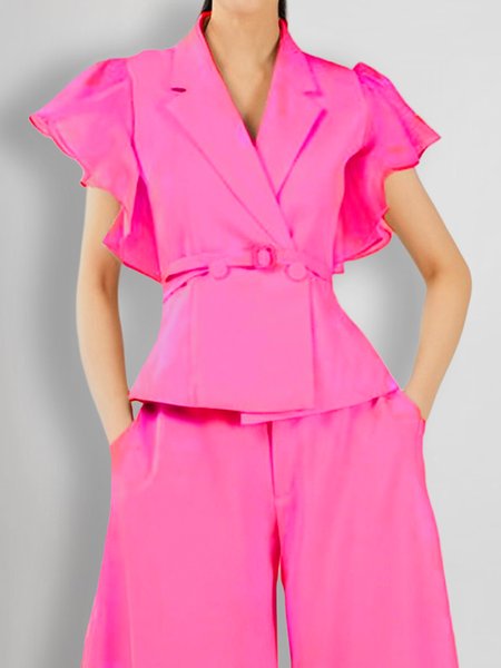 

Plain Urban Regular Fit Lapel Collar Blazer, Deep pink, Blazers