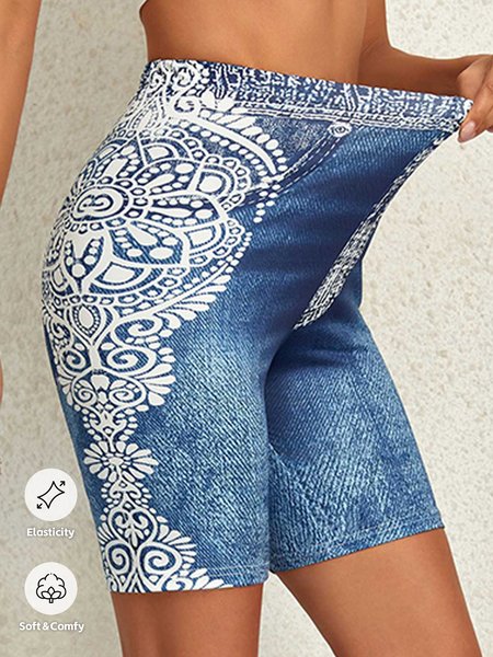 

Casual Tight Shorts, Blue, Leggings