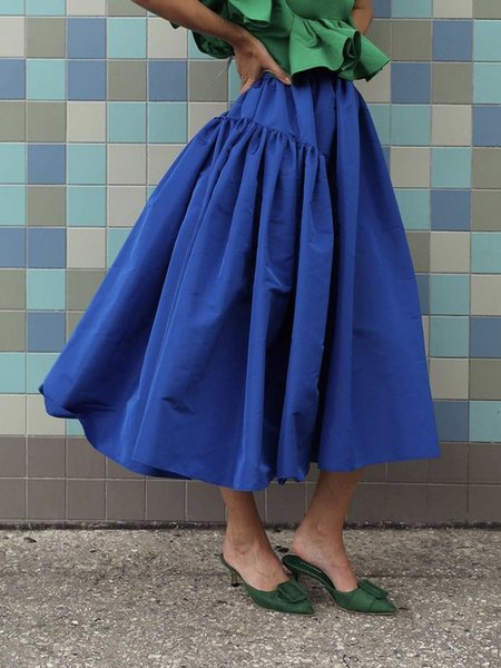 

Daily Elegant Regular Fit Plain Skirt, Blue, Skirts