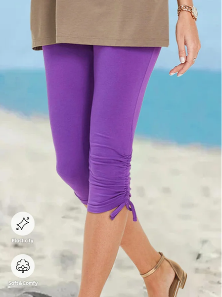 

Casual Plain Regular Fit Leggings, Purple, Leggings