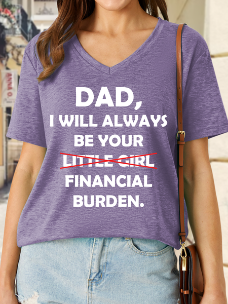 

Lilicloth X Hynek Rajtr Dad I Will Always Be Your Financial Burden Women’s Text Letters Casual T-Shirt, Purple, T-shirts