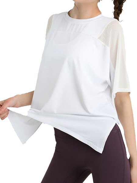 

Casual Plain Crew Neck Cotton T-Shirt, White, T-Shirts
