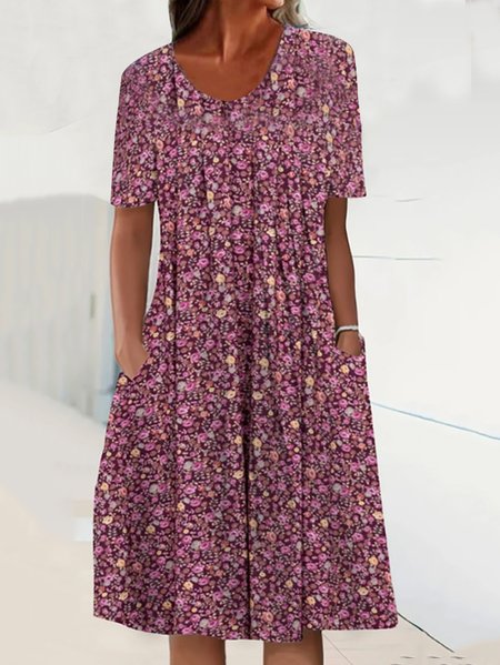 

Casual Knitted Ditsy Floral Dress, Rose red, Dresses