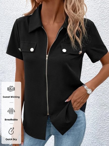 

Casual Shirt Collar Loose Shirt, Black, Shirts & Blouses
