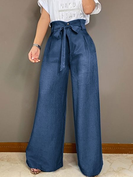 

Faux Denim Casual Plain Regular Fit Jeans, Blue, Jeans