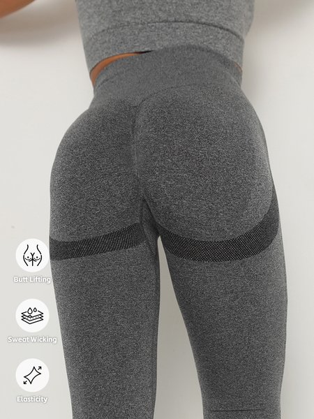 

Plain Tight Sports Sweatpants & Joggers, Gray, Leggings