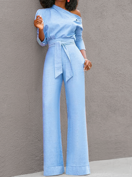 

Asymmetrical Urban Loose Jumpsuit, Denim blue, Jumpsuits＆Rompers