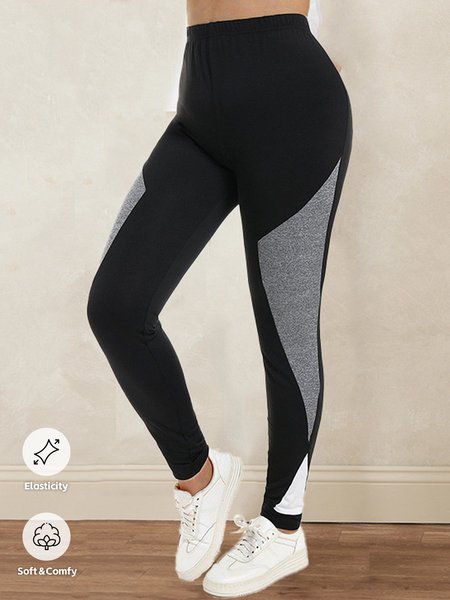 

Plain Regular Fit Casual Leggings, Black, Leggings