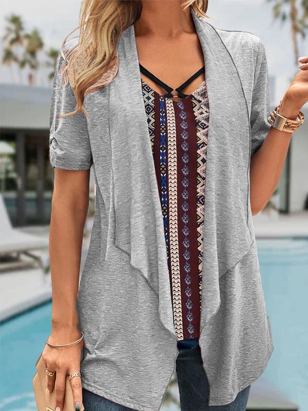 

women's casual cardigan Wrap Casual Shirt, Gray, Shirts & Blouses