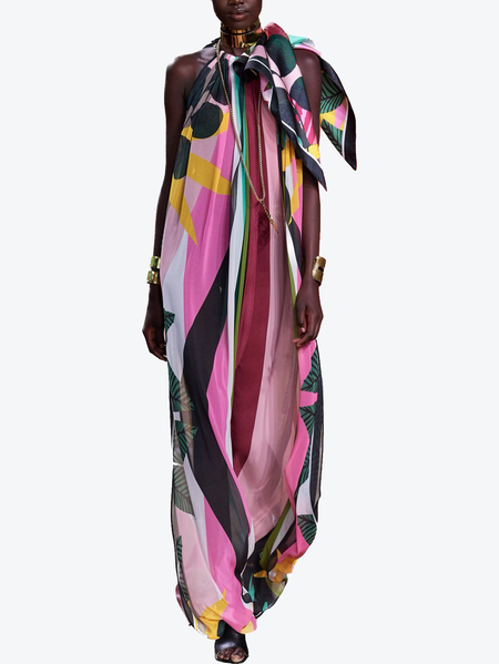 

Party Elegant Halter Satin Dress, Multicolor, Maxi Dresses