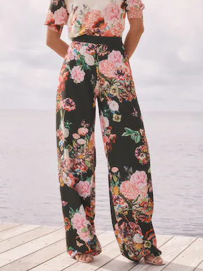 Floral Vacation Loose Fashion Pants, As picture, Pants