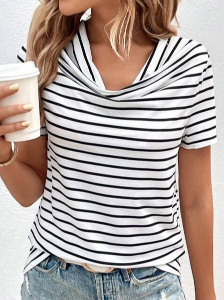 

Striped Casual Regular Fit T-Shirt, Black-white, T-Shirts